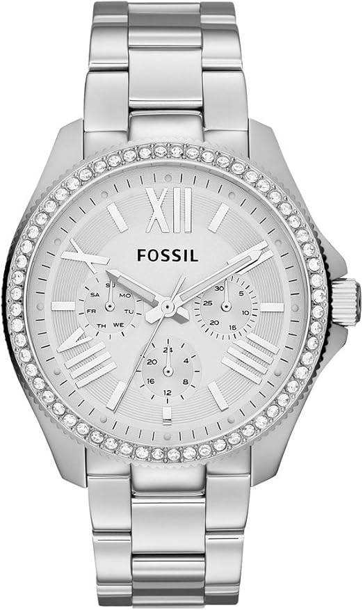 Fossil AM4481 Women’s Analog Dress Watch – Silver Stainless Steel Bracelet