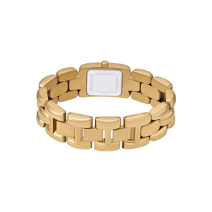 Michael Kors Hally MK4921 Women’s Gold Rectangular Dress Watch – Stainless Steel Quartz Minimalist Luxury Timepiece
