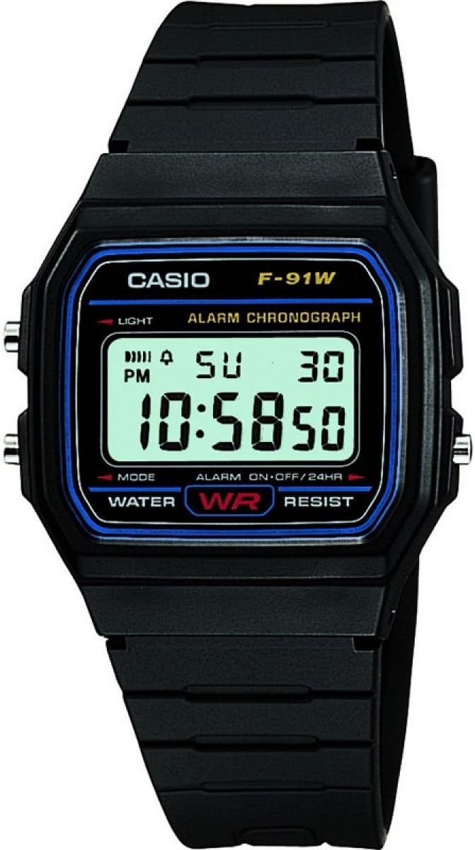 CASIO F-91W-1DG Unisex Digital Sports Watch – Resin Band, LED Light
