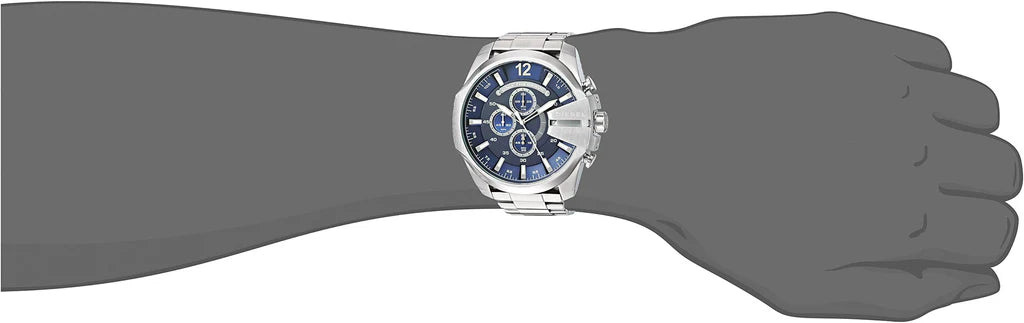 Diesel Mega Chief DZ4417 Men's Watch – Blue Dial, Stainless Steel Bracelet, 51mm