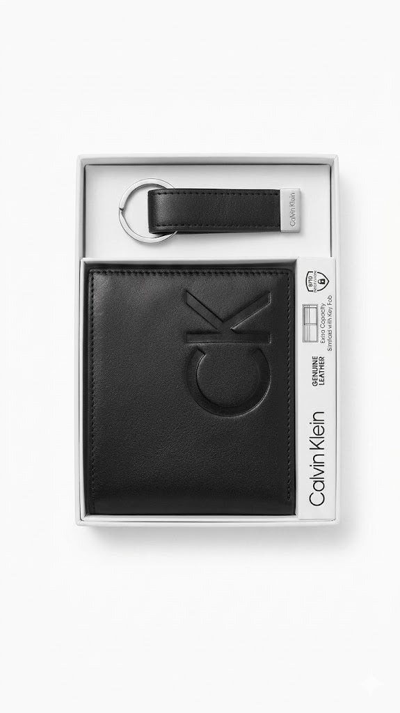 Calvin Klein Slimfold Wallet & Keychain Gift Set – Premium Leather Collection#35