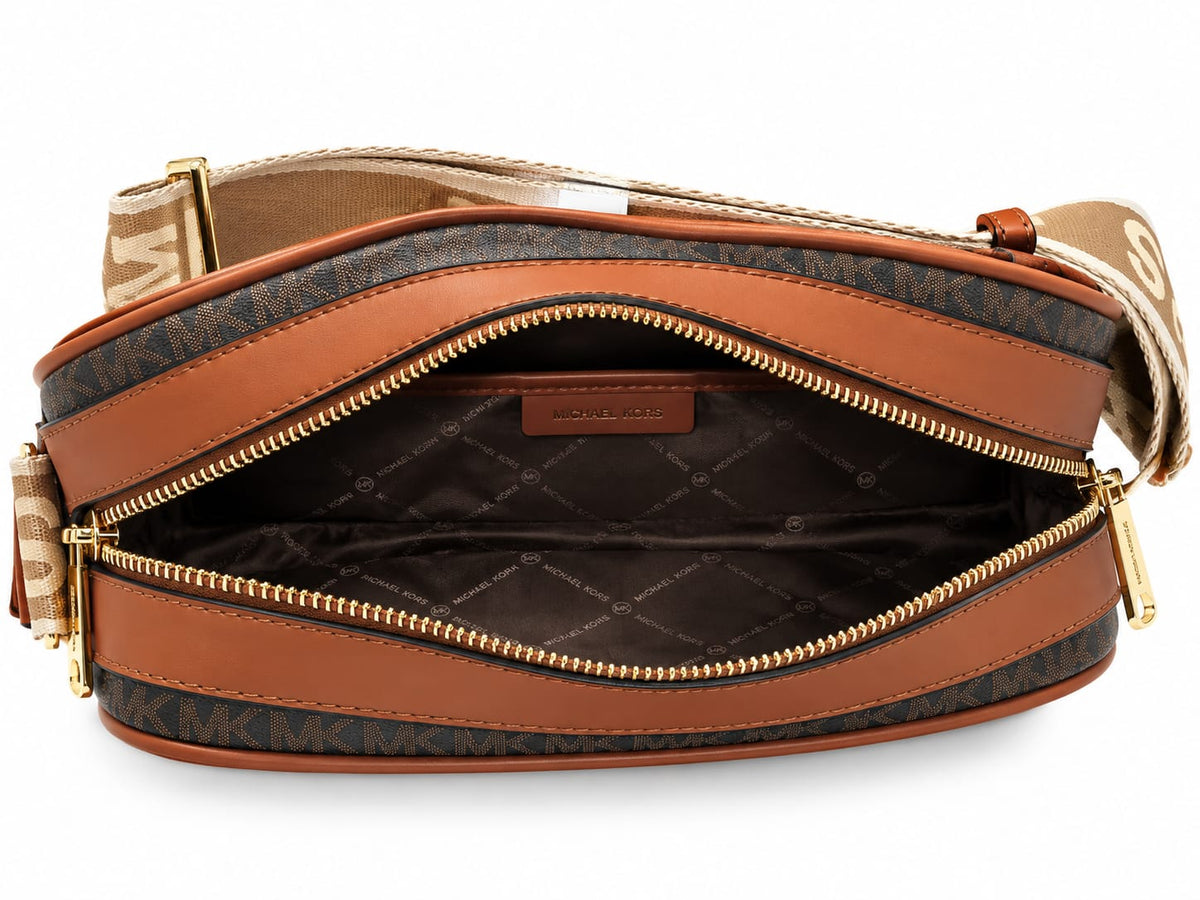 Michael Kors Women's Brown Signature Monogram Crossbody Bag with Adjustable KORS Strap#0080