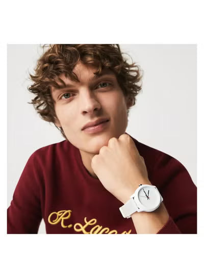 Lacoste 2011069 Men's Analog Watch – White Dial, White Silicone Strap & Quartz Movement