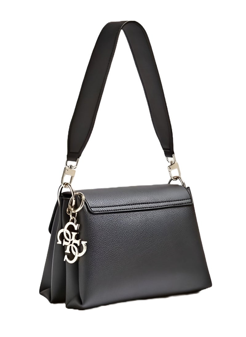 GU Black Leather Shoulder Bag For Women 73#