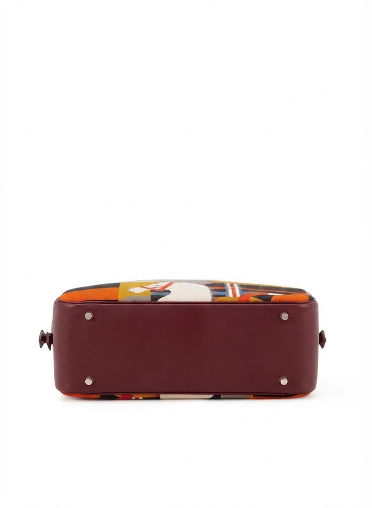 Women's Classic Equestrian Horse Print Handbag – Geometric Striped Fashion Bag Q260606#0004