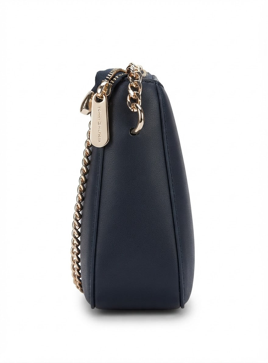 Chic Hobo Shoulder Bag with Monogram Metal Hardware and Gold Chain Strap#0097