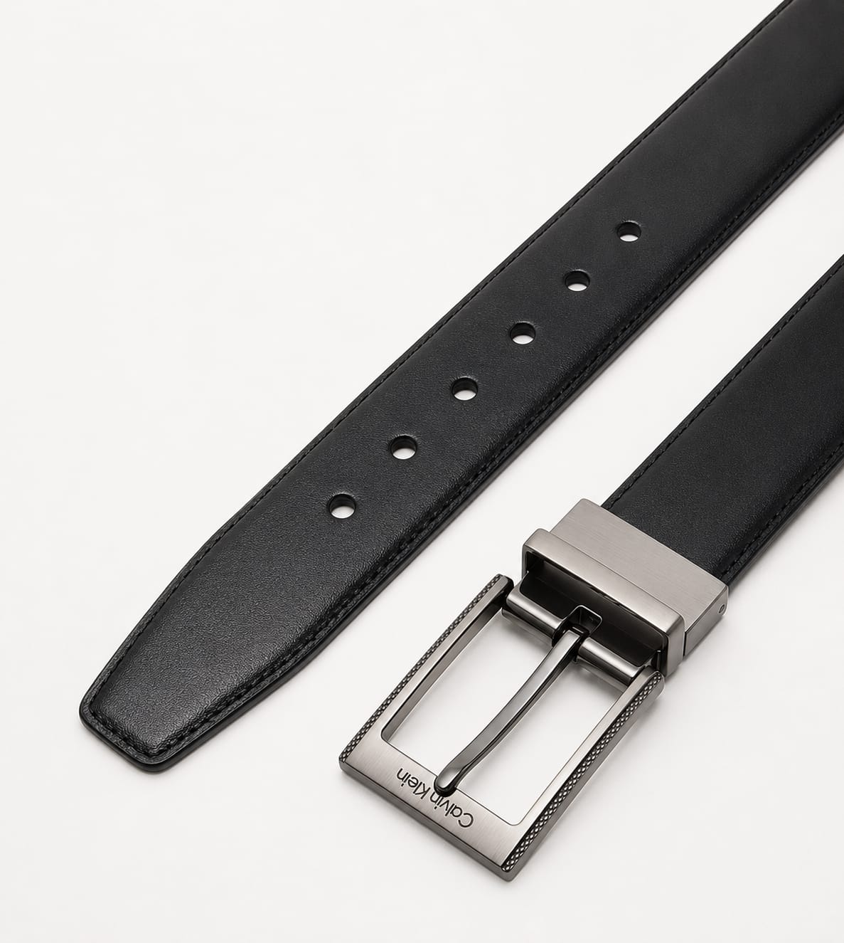 Calvin Klein Men's Reversible Belt – Black & Dark Brown Leather with Premium Metal Buckle#020