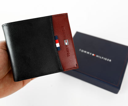 TH Black Leather Bifold Wallet For Men 5#