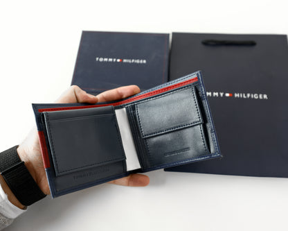 TH Navy Leather Bifold Wallet For Men 4#