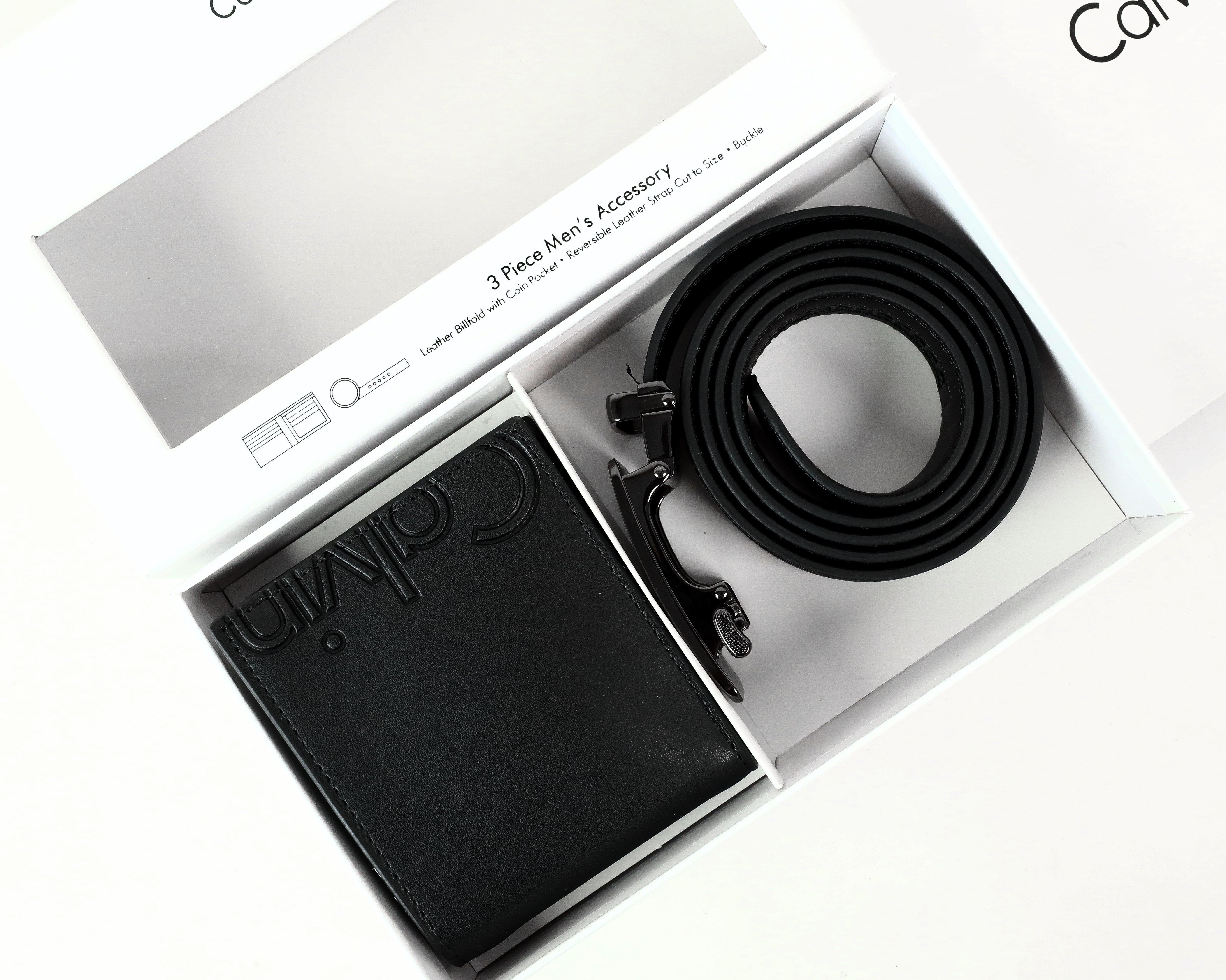 CK Black Leather Wallet-Belt Set For Men 8#