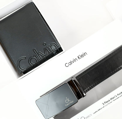 CK Black Leather Wallet-Belt Set For Men 8#