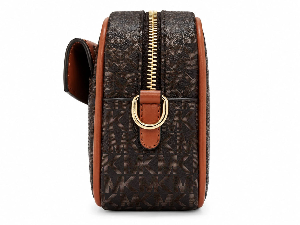 Michael Kors Women’s Brown Signature Monogram Crossbody Bag with Adjustable KORS Strap#0065