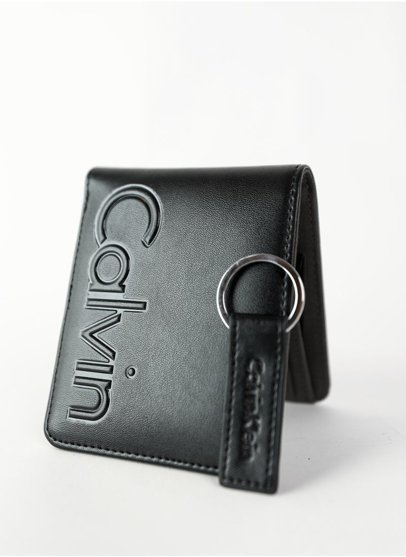 CK Black Leather Wallet-Keychain Set For Men #11