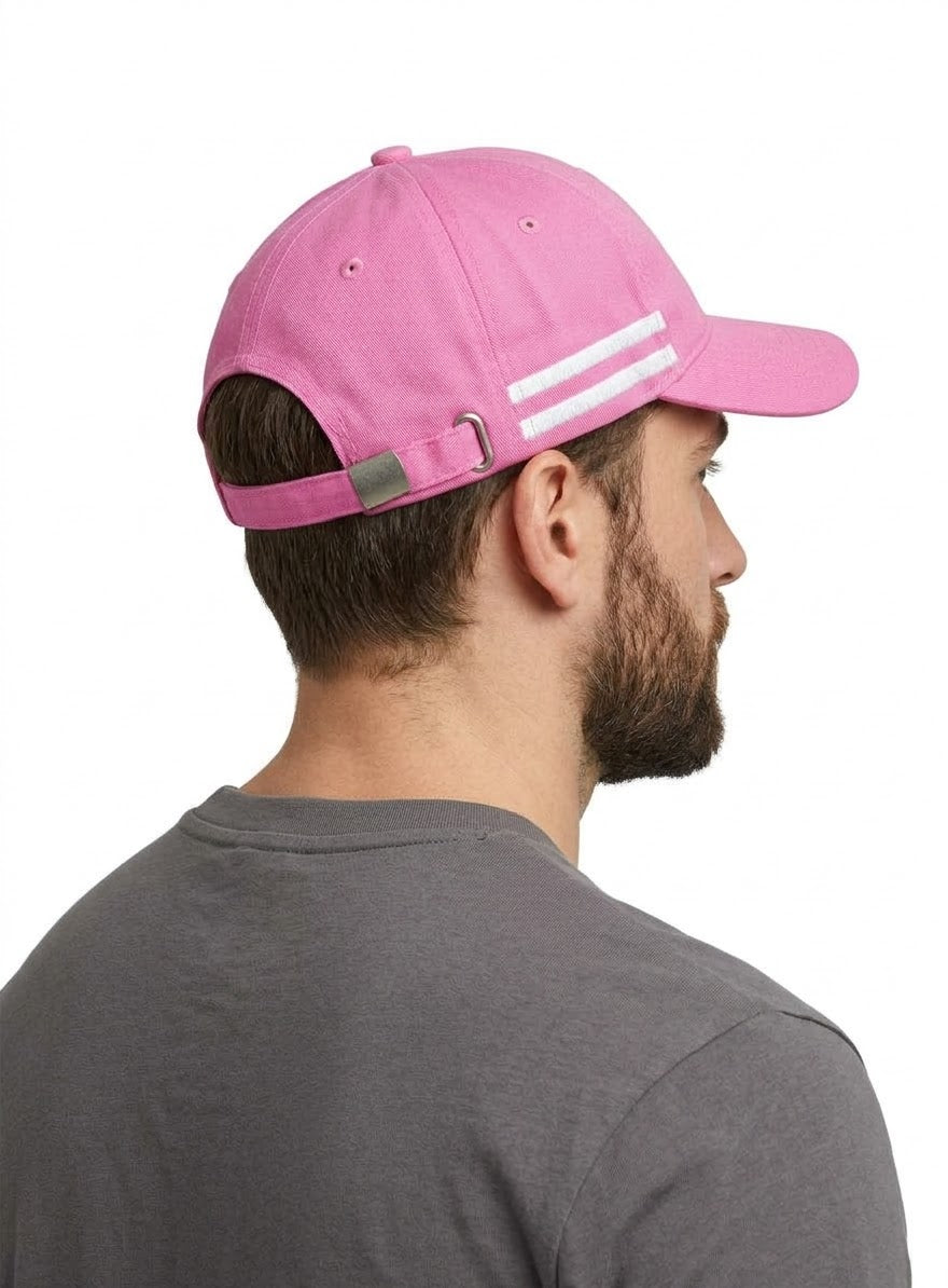 Prada Pink Baseball Cap with White Stripes and Triangle Logo#17