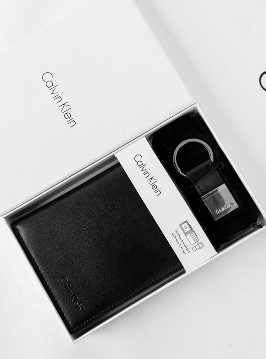 CK Black Leather Wallet-Keychain Set For Men 5#