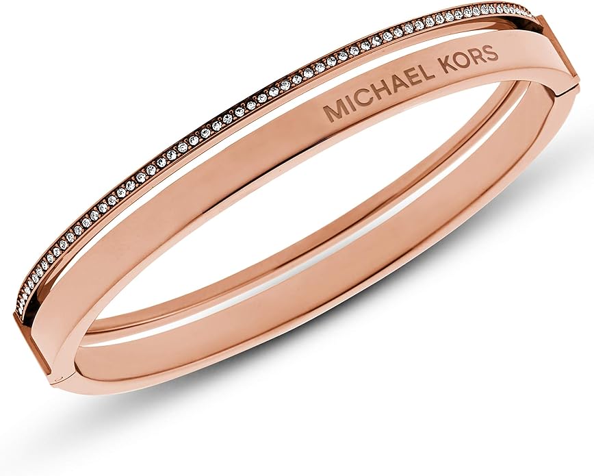 Michael Kors Brilliance Stainless Steel Rose Gold Zirconia Hinged Bangle for Women#03