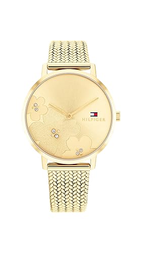 Tommy Hilfiger Women’s Champagne Dial Thin Gold & Steel Stainless Steel Mesh Watch – 1782606