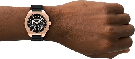A|X Armani Exchange Sync Men’s Chronograph Watch – Black & Rose Gold