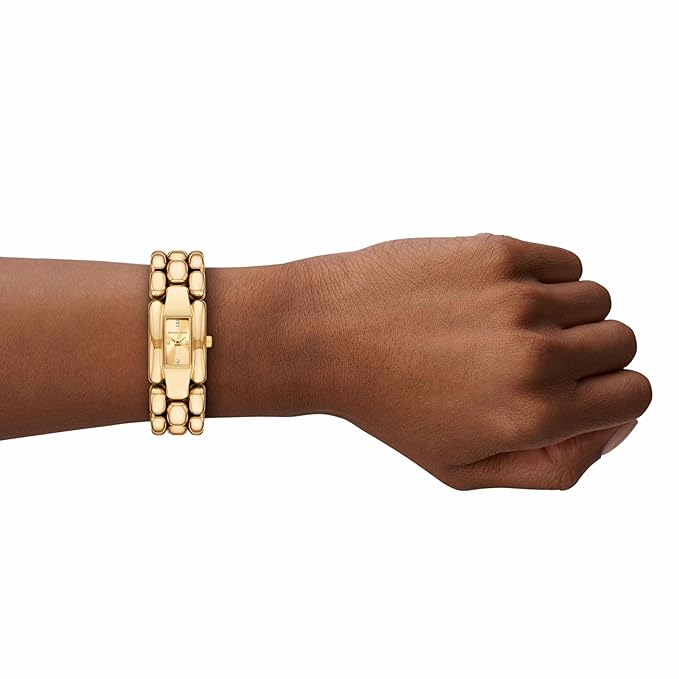 Michael Kors Hally MK4921 Women’s Gold Rectangular Dress Watch – Stainless Steel Quartz Minimalist Luxury Timepiece
