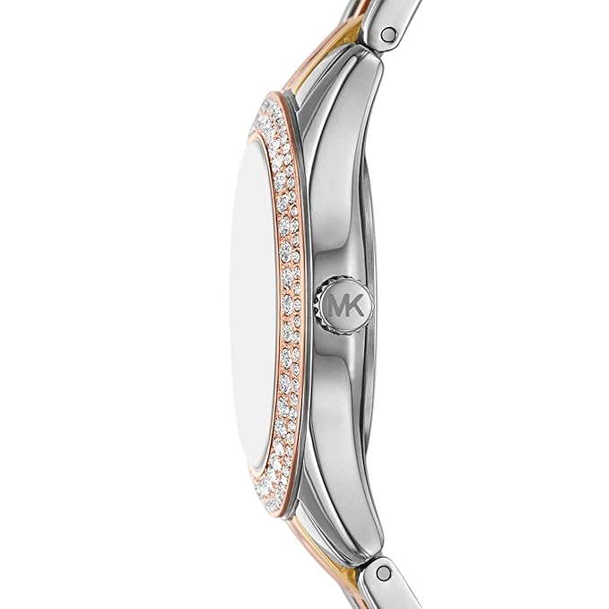 Michael Kors Harlowe Two-Tone MK4846 Women’s Watch – Crystal Bezel, Mother-of-Pearl Dial, Multicolor Stainless Steel Bracelet, 33mm, Quartz
