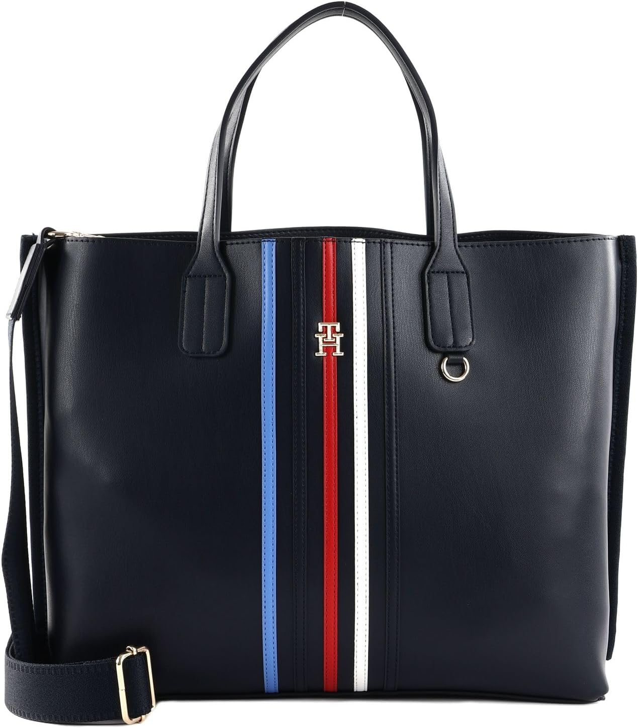 Tommy Hilfiger Black Iconic Logo Detail Textured Tote Bag – Natural/Milk Logo #23
