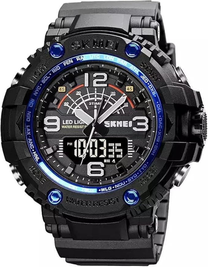SKMEI 1617BU Men's Digital Sports Watch – Black/Blue