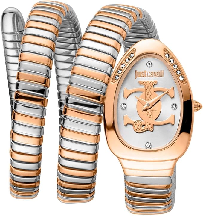 Just Cavalli Glam 5 Evo Women’s Watch JC1L228M0085 – Silver Dial, Two-Tone Stainless Steel Strap, Luxury Fashion Watch