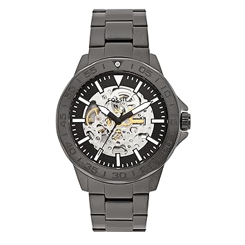 Fossil Bannon Grey Automatic Stainless Steel Watch BQ2678 – 45mm Unisex Analog Wristwatch