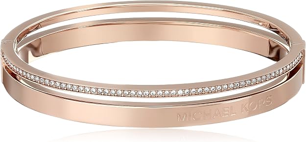 Michael Kors Brilliance Stainless Steel Rose Gold Zirconia Hinged Bangle for Women#03