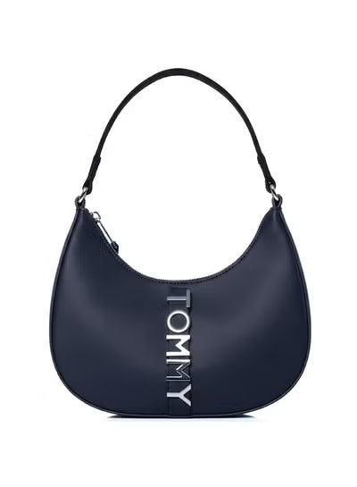 Tommy Hilfiger Navy Women Shoulder Bag AW0AW16510 Leather – Elegant Everyday Handbag#73