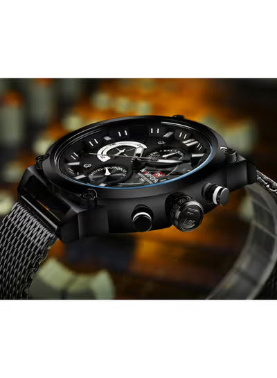 Naviforce Men’s Watch NF9068S-B-W-B – Black Dial, Black Metal Strap, Multifunction Quartz, 47mm