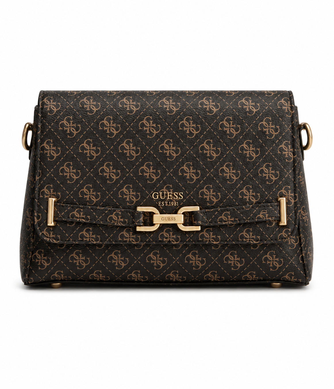Women’s Monogram Saddle Crossbody Bag – Brown Elegant Flap Bag with Gold Hardware#186