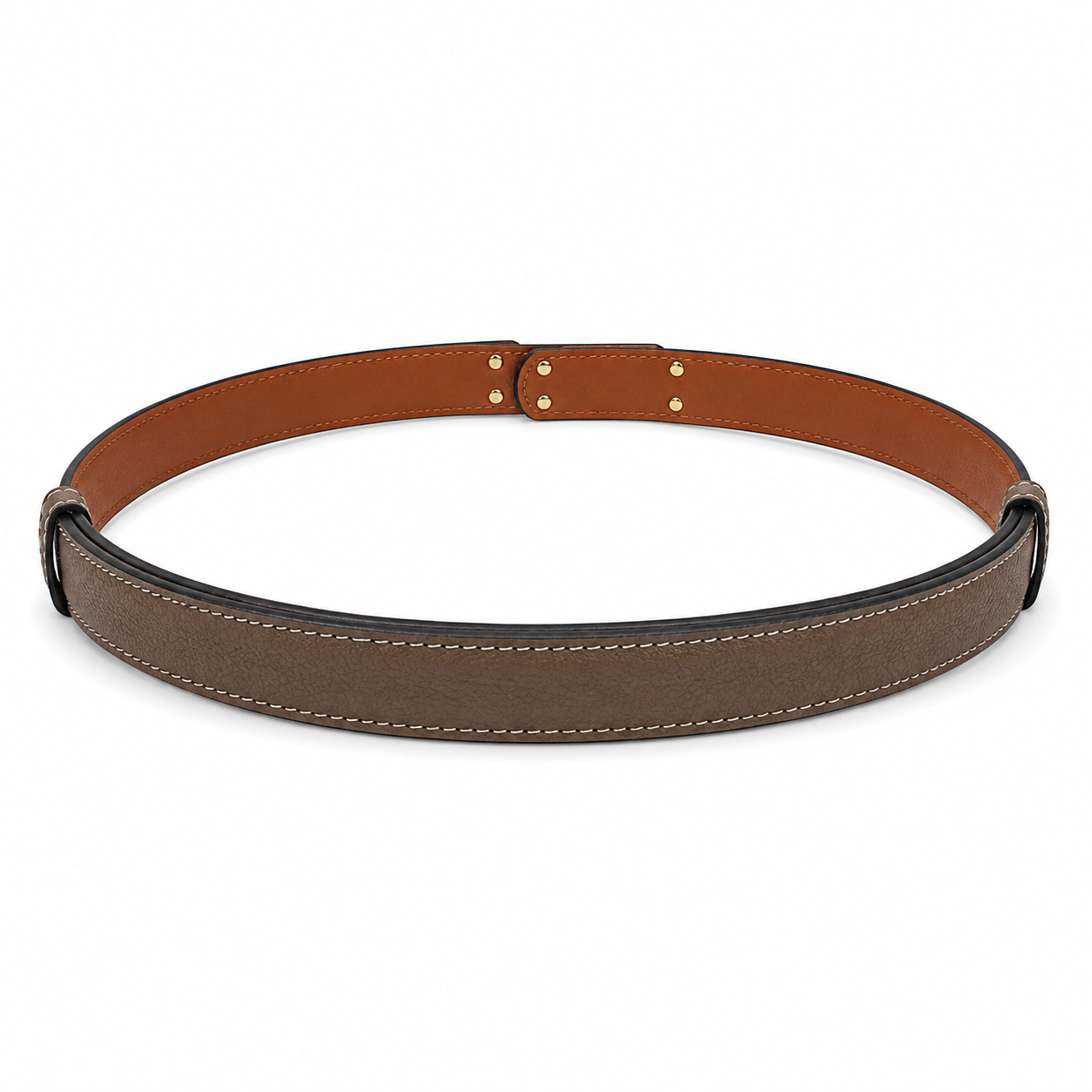Hermès Paris Women's Luxury Leather Belt with Gold Buckle – Grey#01