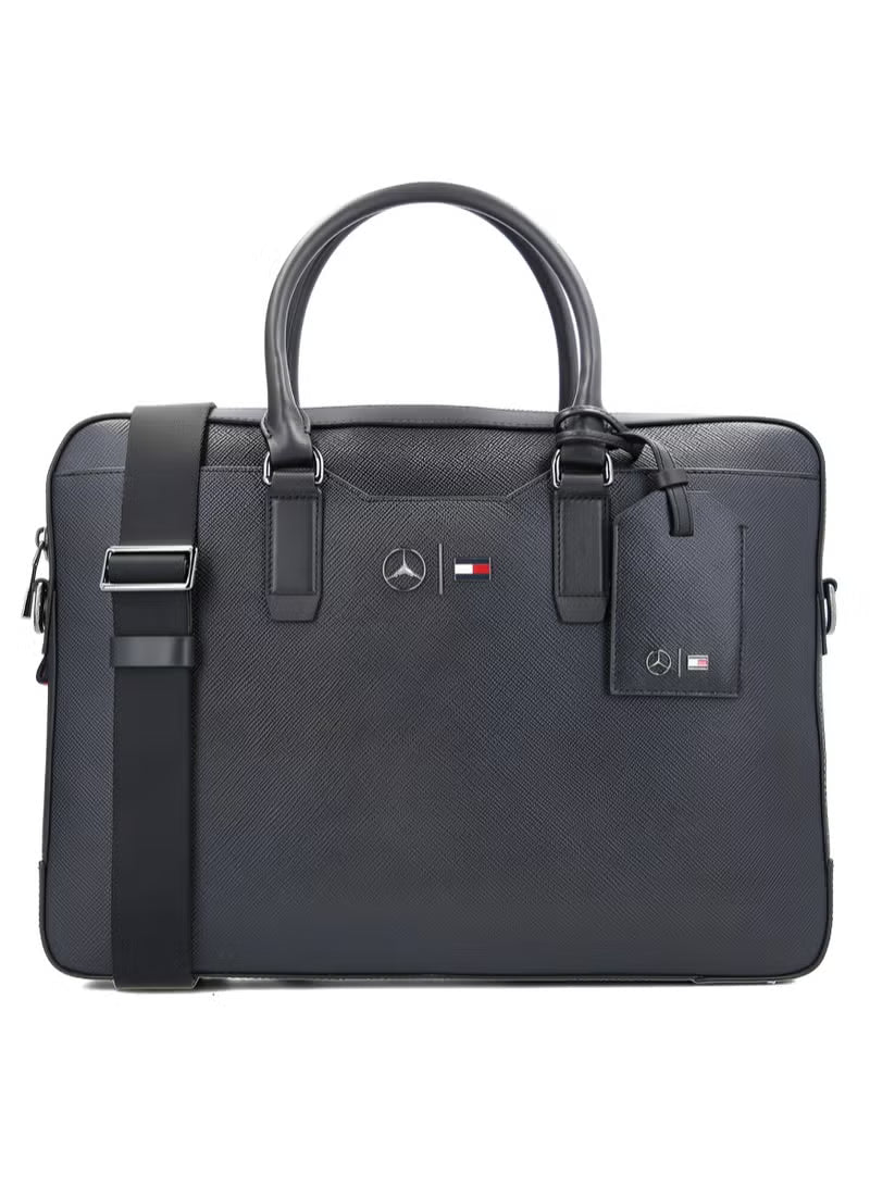Tommy Hilfiger x Mercedes-Benz Black Leather Laptop Bag #0048
