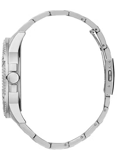 Guess GW0497G1 King Men's Multi-Function Watch – Silver Skeleton Dial with Crystals, Stainless Steel Bracelet, 48mm Quartz