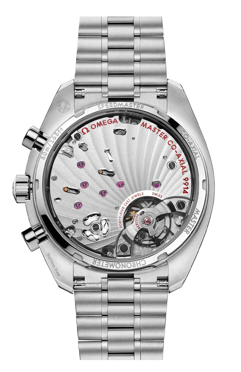 Omega Speedmaster Moonphase Men's Watch – Black Meteorite Dial & Stainless Steel Bracelet