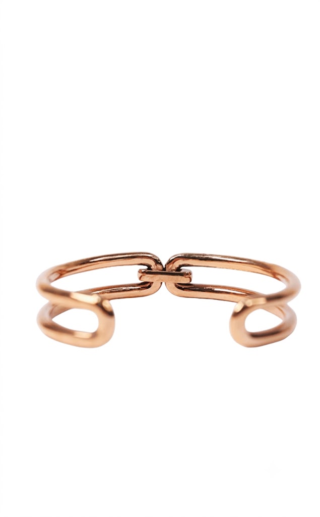 Luxury Rose Gold Women's Open Cuff Bracelet – Elegant Chain-Inspired Design#02