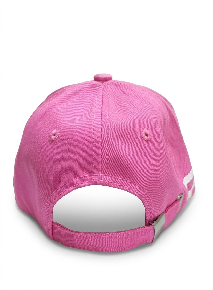 Prada Pink Baseball Cap with White Stripes and Triangle Logo#17