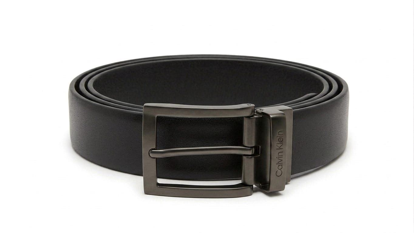 Calvin Klein Men's Reversible Belt – Black & Dark Brown Classic Leather Design#026