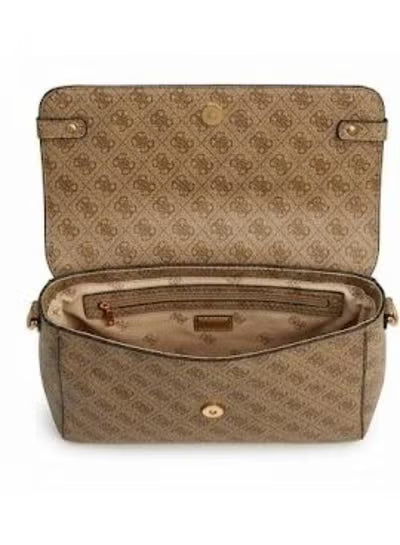 Women’s Monogram Saddle Crossbody Bag – Beige Elegant Flap Bag with Gold Hardware#187