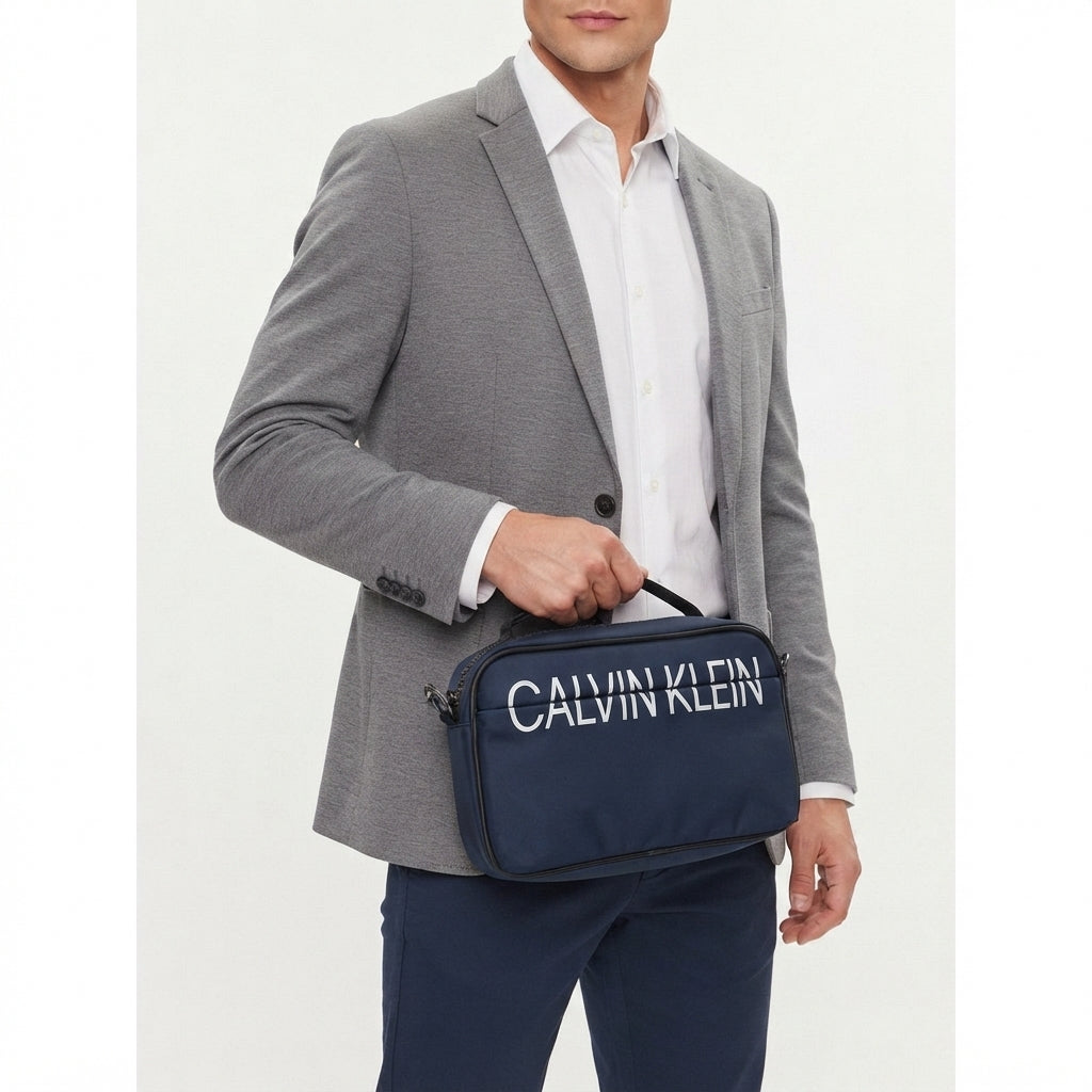 Calvin Klein Jeans Navy Blue Crossbody & Handbag with Top Handle and Front Logo #0030