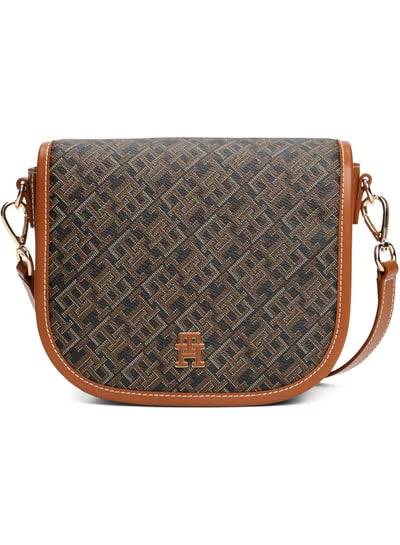 Tommy Hilfiger Monogram Leather Saddle Crossbody Bag – Elegant Lightweight Women’s Everyday Purse with Adjustable Strap#62