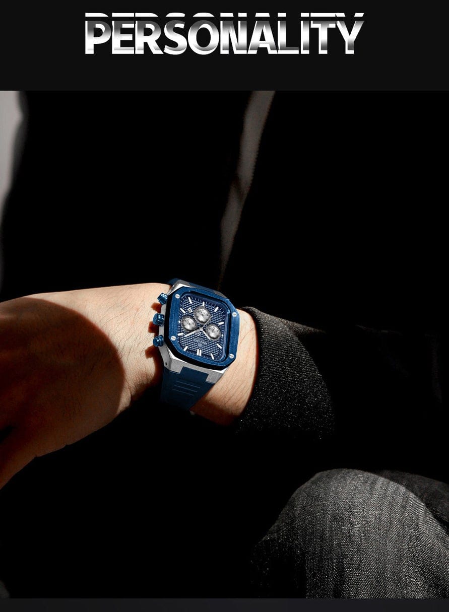 NAVIFORCE NF8037 Men's Chronograph Watch with Blue Silicone Strap, 30M Water Resistant
