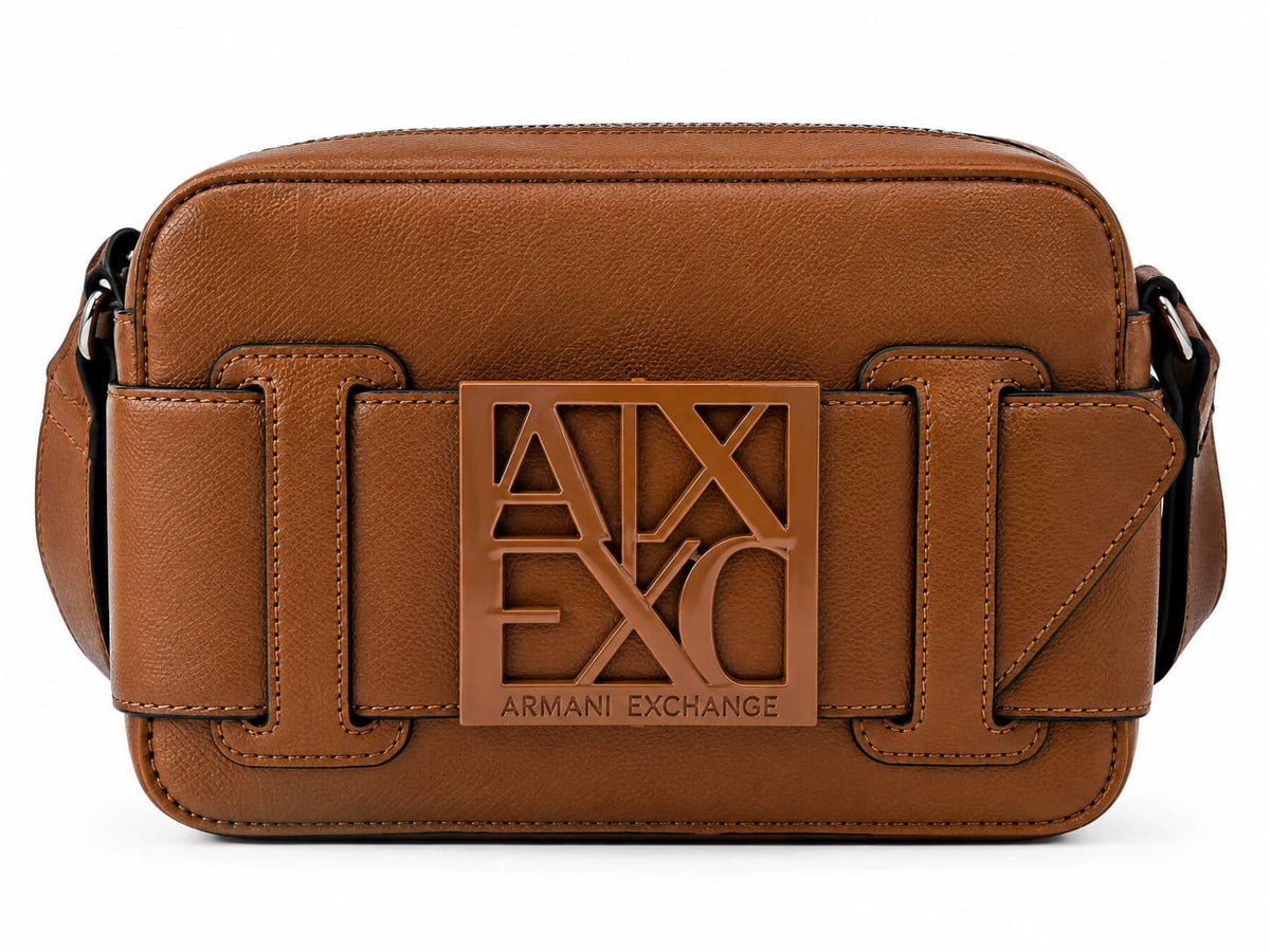 Armani Exchange Women's Structured Crossbody Bag with Front Pocket, Brown#0017
