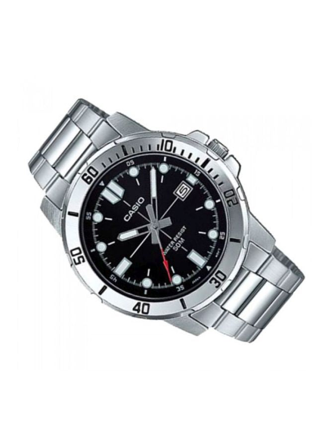 Casio Enticer Men's Stainless Steel Analog Watch MTP-VD01D-1EVUDF – Black Dial & Silver Stainless Steel Strap