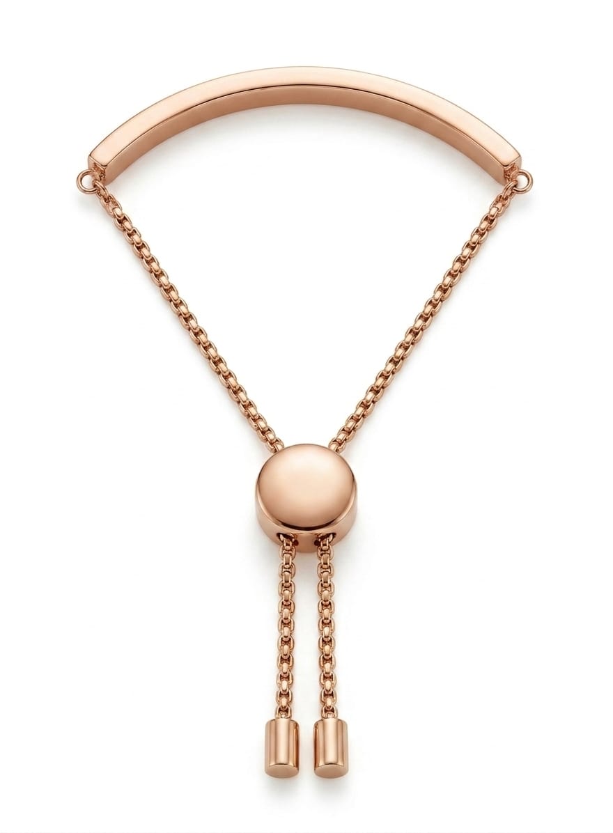 Elegant Rose Gold Adjustable Bracelet with Shimmering Circular Details – Contemporary Luxury Design for Women#029