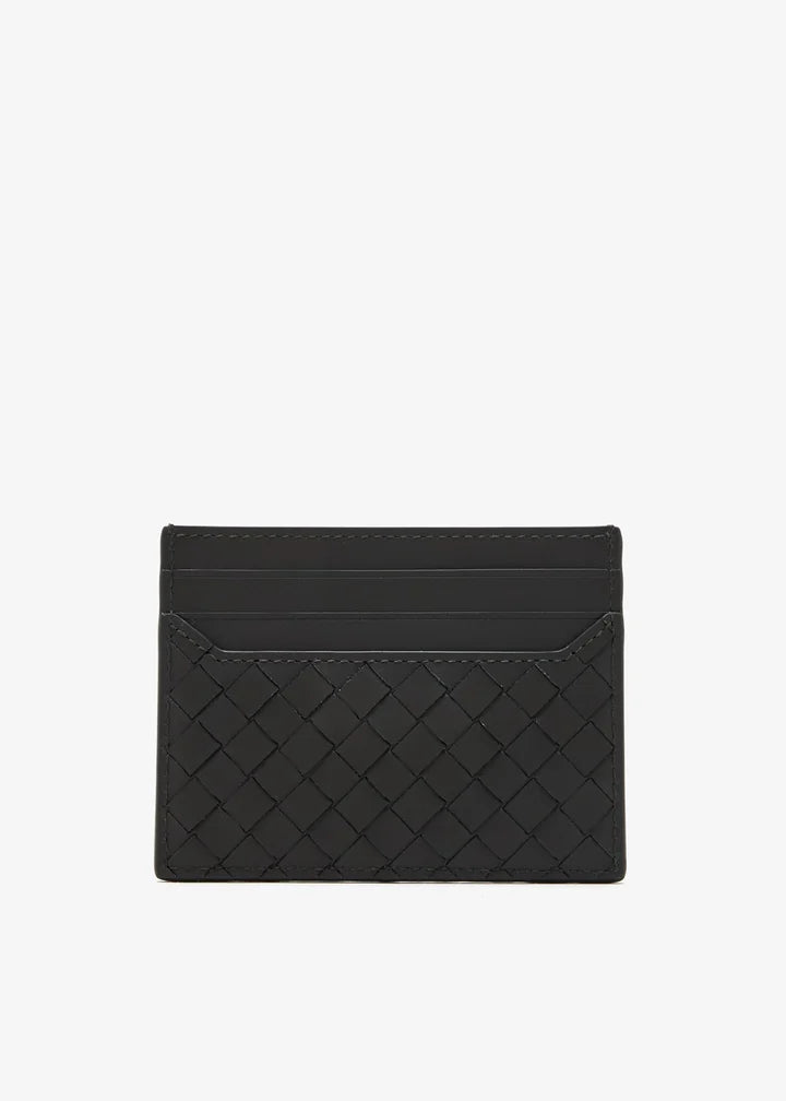 Bottega Veneta Piccolo Intrecciato Card Holder in Calf Leather – Black#1