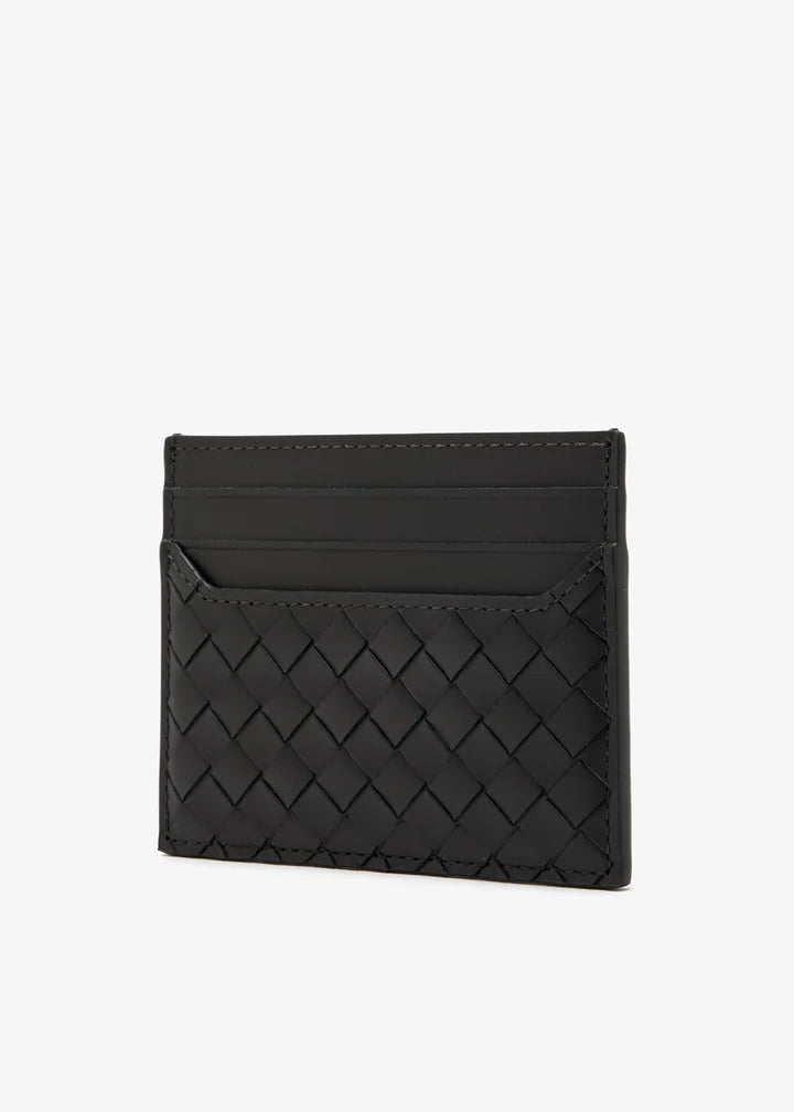 Bottega Veneta Piccolo Intrecciato Card Holder in Calf Leather – Black#1