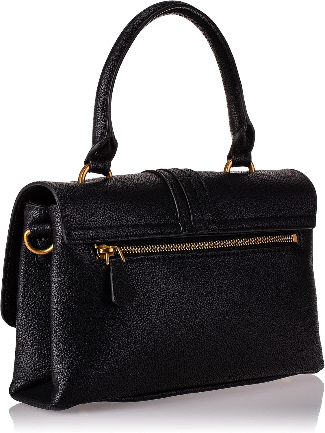 GUESS Kasinta Handle Flap Bag – Black Faux Leather Handbag #69