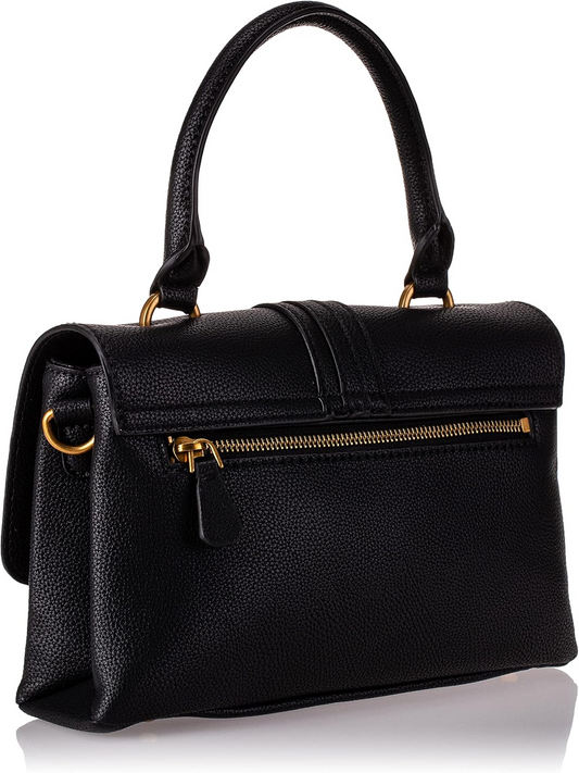GUESS Kasinta Handle Flap Bag – Black Faux Leather Handbag